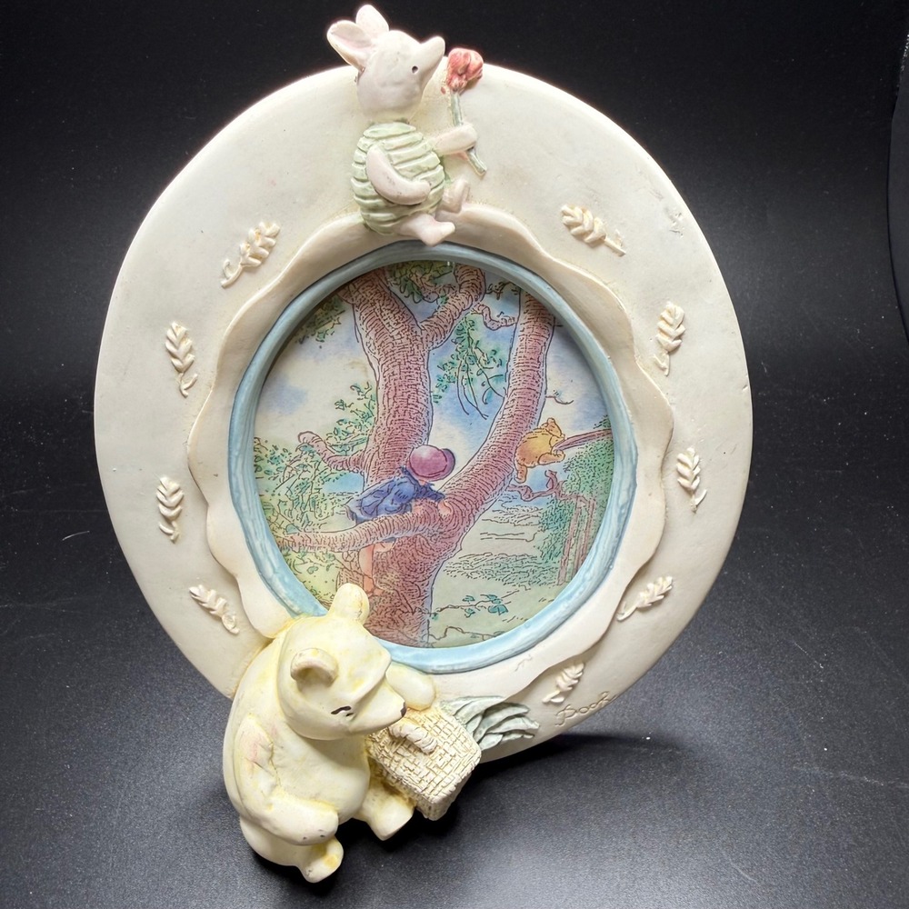 Vintage Disney Charpente Winnie the Pooh Piglet 3D Resin Picture Frame 6x7